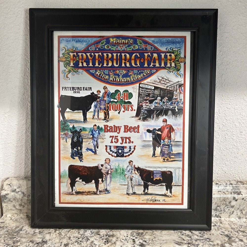 Maine's Fryeburg Fair Framed Poster County Fair Memorabilia Art By H. Hoffman 12